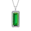 Collar con Colgante Yihua Diamante Esmeralda Chapado en Platino Color 18K Turmalina Verde Color Diamante Verde Tesoro Cristal