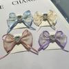 Horquilla Superior con Clip de Pico de Pato con Diamantes de Imitación Estilo Francés Hada Chifón Floral Lazo de Cinta Temperamento Suave Semirrecogido Accesorio para el Cabello