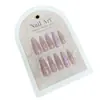 Uñas Portátiles Hechas a Mano, Tiras de Uñas Pre-Hechas, 30 Piezas, Se Pueden Usar Repetidamente, Uñas de Manicura Cuadriculadas con Pedrería Rosa Nude Suave