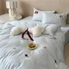Conjunto de Bordado para Toalha de Algodão de Fibra Longa com 100 Contagens, Conjunto de Quatro Peças, Algodão 100%, Fofo, Menina, Bordado, Conjunto de Roupa de Cama de Algodão Puro de Quatro Peças 4