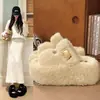 Pantuflas esponjosas de suela gruesa para mujer, nuevo estilo 2026, elegantes y adecuadas para usar al aire libre, otoño e invierno, pantuflas de algodón peludo que aumentan la altura para mujeres bajitas
