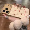 Adecuado para funda de teléfono iPhone 17 Pro, estilo de lujo de alta gama, con cordón para iPhone 16, diseño único para iPhone 15, Cereza de la suerte
