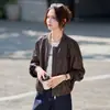 Jaqueta de couro curta retro Maillard para mulheres, novo estilo outono 2026, valoriza a silhueta petite, jaqueta de couro PU estilosa e cool