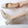 Zapatos Mary Jane para Mujer 2026 Primavera y Otoño Nuevo Estilo Tacón Grueso Zapatos de una Sola Tira Poco Profundos Punta Cuadrada Tacones Altos Cheongsam Hanfu