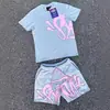 Top suelto de manga corta con estampado de letras de hip-hop callejero estilo europeo y americano para hombres y mujeres, conjunto deportivo casual moderno de verano
