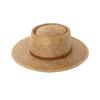 Cinturón de PU de Moda de Venta Caliente Transfronteriza Decorativo Tejido a Mano Ala Grande Anillo Superior Sombrero de Paja Hoja de Girasol Sombrero de Paja para Sol Protección Solar para Exterior