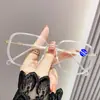 Gafas de Lectura Anti-Luz Azul para Mujer, Montura Grande de Moda con Bordes Brillantes, Estilo de Transmisión en Vivo de Tiktok, Ultraligeras, Aspecto Natural, Gafas Anti-Luz Azul para Presbicia