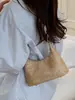 Nova bolsa de palha trançada com alça de ombro larga e moderna, estilo simples, grande capacidade, bolsa de praia casual