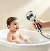 Chuveiro de Mão Portátil de Plástico Galvanizado com Dois Jatos Ajustáveis para Banho de Bebês e Crianças, Lavagem de Cabelo