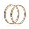 Aretes de Aro Doble Trenzado Dorado de Acero Inoxidable Nicho Diseño de Sentido Avanzado Europeo y Americano Diamante Diamante Aretes para la Cara