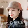 Sombrero de Pescador para Mujer de Lana Pequeño Sombrero de Cubeta de Lana Otoño e Invierno Japonés Versátil Casual Sombrero de Copa Pequeño de Castor a la Moda Borde Rizado Sombrero de Vuelta