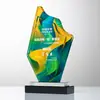 Troféu de Cristal Personalizado, Medalha Criativa de Onda em Camada Dupla, Prêmio Comemorativo de Honra ao Funcionário Destaque da Reunião Anual da Empresa