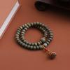 Pulsera de Círculo Doble con Cuentas de Ábaco de Sándalo Verde Sándalo Verde con Colgante de Loto de Madera de Durazno Pulsera de Sándalo Retro Pulsera de Estilo Étnico
