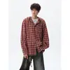 Camisa de manga larga con capucha a cuadros de estilo casual para hombre, prenda de abrigo de otoño, talla grande, marca de moda, corte holgado, unisex, top estiloso