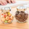 Frasco de Vidrio Transparente con Tapa, Forma de Tambor Plano, Contenedor Sellado a Prueba de Humedad de Grado Alimenticio, Frasco para Almacenamiento de Té de Flores y Cáscara de Mandarina Seca