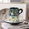 Estilo Francés Lujo Ligero Alto Valor Estético Flor Cerámica Taza de Café y Platillo Caja de Regalo juego Regalo de Acompañamiento para Mejor Amiga para Regalo de Boda