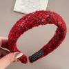 Diadema roja de lana con ambiente festivo para mujer, horquilla de alta gama para la cabeza, diadema de Navidad Año Nuevo, accesorios para el cabello, textura Nuevo