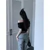 Una generación de camiseta de verano de hombros descubiertos con temperamento, ajustada, de manga corta, diseño de estilo extranjero para mujer, nicho, top de chica popular