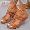 Pantuflas de Color Sólido de Talla Grande Transfronterizas para Mujer 2025 Nuevas Europeas y Americanas Boca de Pez Suela Gruesa Hebilla de Cinturón de Moda Pantuflas para Mujer