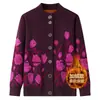 Jaqueta Cardigan de Malha Outonal para Mulheres de Meia-idade e Idosas, Roupa para Mãe, Sogra, Com Veludo Extra, Suéter Espessado, Blusa Estilo Primavera e Outono para Mãe