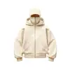 Nova Jaqueta Moletom com Capuz e Zíper de Camada Dupla com Design Único para Primavera e Outono, Estilo Streetwear Solto para Homens e Mulheres Casais