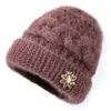 Gorro de Invierno Tejido Hecho a Mano con Ala Ancha Engrosado para Personas de Mediana Edad y Mayores, Gorro de Abuela Cálido para Adultos
