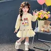 Vestido Infantil Primavera Outono Manga Longa Estiloso Vestido Princesa Vestido de Bebê Malha Menina Hoodie Desenho Animado Vestido Saia