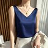 Camisola de Celebridade Cibernética Feminina de Verão com Decote V Conjunto com Tecido tipo Seda Cetim de Seda Slim-fit Camisa Base