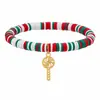Popular Serie Navideña de Arcilla Polimérica Europea y Americana Pulsera Colgante de Acero Inoxidable de Papá Noel Muñeco de Nieve Joyería de Comercio Exterior al por Mayor