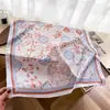Bufanda Cuadrada Pequeña de Seda Estampada Estilo Oriental, Imitación Seda, Chal de Gama Alta, Bufanda para Cuello Protección Solar, Pañuelo para la Cabeza, Bufanda para Mujer