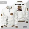 Jaqueta de Tamanho Grande para Comércio Exterior Jaqueta da Moda Masculina Route 66 Jaqueta Esportiva Transfronteiriça Traje de Baseball Masculino Jaqueta com Padrão de Carro Masculino