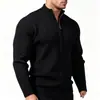 Suéter de Punto con Cuello Alto y Cremallera Estilo Europeo y Americano para Hombre 2026 Otoño Invierno Textura de Punto Grueso Ajuste Delgado Cárdigan de Punto Chaqueta Casual Engrosada para Hombre