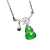 Collar con Colgante de Calabaza Inlay de Calcedonia Hielo Plateado al por Mayor Cadena de Clavícula de Jade de una Pieza Estilo Chino Nuevo Ágata Blanca