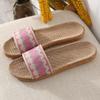 Pantufas de Linho 2025 Femininas Verão Casa Interior Barraca Pantufas de Casal Chão Silencioso Confortável Absorvente de Suor Pantufas Masculinas