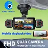 4 Gravações 4 Lentes Interconexão Wifi por Celular HD 1080P Visão Noturna Infravermelha Tela Grande de 3 Polegadas Imagem de Ré Modelo Transfronteiriço