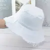Sombrero de Pescador con Borde Crudo y Logo Personalizado del Fabricante, Sombrero de Cubo Simple de Color Sólido para el Sol