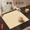 Nuevo Tapete de Té Zen de Lino Estilo Chino, de Alta Gama y Sencillo, con Estética Estilo Song, Impermeable, Fácil de Limpiar, Antideslizante, Aislante Térmico