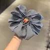 Goma para el pelo plisada con bloques de color de pata de gallo para mujer, Cierre simple para coleta