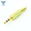 Conector Chapado en Oro de 3.5mm Soldadura de Conector Macho de 3.5mm Enchufe de Auriculares Enchufe de Dos Canales Cabezal de Audio de 3 Secciones
