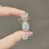 Moda Retro Popular Transfronteriza Broche Gatito Incrustado de Diamantes Pin de Nicho de Gama Alta para Mujer DIY Venta al por Mayor Corsage de Gama Alta