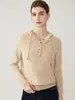 Suéter de punto simple de color liso para mujer, con capucha, de cachemir, para otoño e invierno, prenda básica, de media botonadura, moda casual