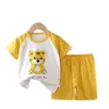 Conjunto Infantil de Manga Curta Algodão Puro Verão Bebê Menino Roupa de Casa Roupas Meninas Pijama Camiseta Roupa Infantil Atacado