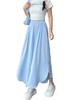 Culottes Yamamoto Azul Cielo para Mujer Verano 2024 Cintura Alta Adelgazantes Estilo Costuras Vestido Largo Casual Pantalones Casuales Pequeños Holgados de Pierna Ancha