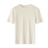 Cor sólida All-match Emagrecimento Design Sense Nicho Verão Novo Branco Crewneck Ombro Short-sleeved T-shirt Mulheres Finas
