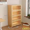 Librería a prueba de polvo de madera maciza, montada en la pared, color nogal, armario de almacenamiento, estantería de pie, estantería para el hogar