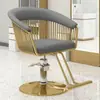 Silla de peluquería personalizada, silla de belleza de lujo ligero en color dorado, asiento para barbería, silla de peluquería con función de elevación y giro, silla de barbería