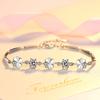 Pulseira de prata 925 banhada para mulheres temperamento doce japonês e coreano trevo de quatro folhas flor giratória pulseira de zircônia joias de prata presentes atacado