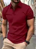 Top Masculino Novo de Verão Cor Sólida Moda Popular Manga Curta Slim Manga Curta Europeu e Americano