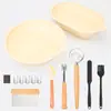 Juego de Herramientas para Hornear, Bol de Fermentación, Raspador, Brocha, Espátula con Mango de Madera, Herramientas para Dar Forma al Pan, Juego Completo