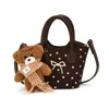 Bolsos Infantiles Otoño/Invierno Nuevo Estilo Puntos Estrella Felpa Cesta de Verduras Bolso de Mano Moderno Oso Pequeño Niña Hombro Único Cruzado